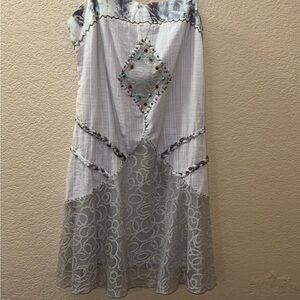 Elegant White and Gray Lace Dress